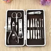 12pcs/set Stainless Steel Nail Manicure Set Leather Case Nail Care Tools Protable Travel Home Personal Manicure HHA883