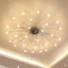 Norbic creative chrome iron flower G4 LED bulb chandeliers lamp home deco living room clear glass star chanderlier lighting