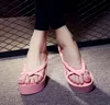 Été femmes plate-forme compensées pantoufles compensées tongs sandales à talons hauts pantoufles sandales de plage bohême tongs rose taille 32--42