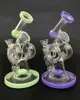 Bong Wholesale Double Recycler Hookahs Gratis typ Stil med glasskål Olja DAB Rigger Slits Donut Perc Rökpipor 14mm Kvinna Joint XL-320