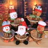 Candy Storage Basket Xmas Decor Santa Claus Elk Snowman Storage Basket Gift Christmas Decoration for Home Party DIY Supply