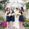 2019 A-line V-Neck With Cowl Back Knee-Length Chiffon Bridesmaids Dresses Wedding Party Dresses Custom Made