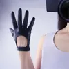 Touchscreen-Handschuhe aus echtem Leder für Damen, reine Schaffell-Lokomotive, die den Handrücken freilegt, kurzer Stil, mit Nylon gefüttert, TB94