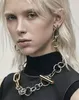 Mode- nouvelle marque métal lien chaîne chokers colliers pour femmes Punk Colliers vintage géométrique cercle T forme pendentif collier colliers