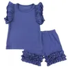 Baby flickor kläder sommar avslappnad twopiece set bomull ärmlösa toppar ruffle byxor kostymer butik fast t -short shorts kläder se3577243