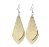 Leather ear ring set teardrop petals leaf leather pendant earrings female girl fashion elegant