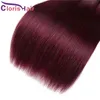Двухцветные винно-красные перуанские девственные цветные пучки шелковистые прямые наращивание человеческих волос 3 шт. предварительно окрашенные 1B 99J бордовый Ombre Weav3037829