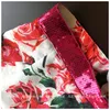 Новая мода женская женская Sequined Patched Patched Высокая талия Rose Flowe