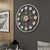 40CM Silent Round Wall Clock 3D Retro Nordic Metal Roman Numeral DIY Decor Wall Clock for Home Living Room Bar Cafe Decor