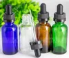 30 ml glazen fles druppelaar Clear Amber Blue Green 1oz e Liquid Cosmetics Vial met Kinderdichte Deksels en Pipet DROPPER