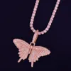 Calle Animal Collar Roca de Hip Hop joyería colgante nuevo rosa de la mariposa collar con diamantes de la cadena de las mujeres para el regalo