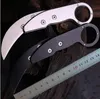 Cuchillo de garra Karambit de 2 mangos de alta calidad 440C, hoja negra/satinada, mango de acero inoxidable, cuchillos de bolsillo EDC, cuchillo de regalo