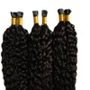Grado 7a Capelli ricci crespi vergini mongoli vergini italiani Fusion Stick I TIP Estensioni dei capelli umani Afro Kinky Curly H2321477