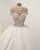 Seksi Yeni Tasarımcı Arapça Dubai Prenses Balo Gelinlik Boncuk Kristaller Rhinestone Mahkemesi Tren Gelin Törenlerinde vestido de novia