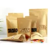 50PCS Display Party Storage Shopping Resealable Package Practical Paper Bag Clear Window Recyclable