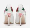 Diamond Pink Shipping GRATUITO 2019 Stiletto High Heels Pillage puntato dita dei piedi per fiori di rosa stampato Scarpe per il matrimonio White 01 5