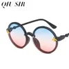 Мода милые круглые солнцезащитные очки для детей SteamPunk Boys Girls Роскошные старинные дети Sun Glasses