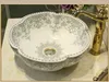 Pia de pia de bancada em forma de flor China estilo vintage feita à mão pias de vaso de cerâmica tigelas de cerâmica pia vaidades