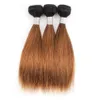 Buty kisshair t1b30 kolorowe brazylijskie przedłużenie włosów 3 jedwabisty proste ciemne korzenie Medium Auburn Wydłużenia Ombre Kolor Splove