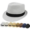 Chapeaux de mode pour femmes Fedora Trilby Gangster Cap Summer Beach Sun Straw Panama Hat avec ruban Band Sunhat ZZA1005