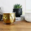 Face Shape Designs Ceramic Vase Porcelain Flower Pot Home Decoration Accessories Planters Golden Black White Tools CJ1912265115872