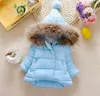 Baby meisje kleding bont kraag kids hoodies jas lange mouw peuter meisjes jas warme kinderen uitloper winter baby kleding 6 kleuren DW4803