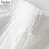 Vadim Women Embroidery Hollow Out Mini Skirt Chic Solid Falda Mujer Elastic Waist Female Casual Sweet White A Line Skirts Ba567 Y1904002