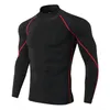 Camisas de compresión de cuello alto para hombre, ropa deportiva para culturismo, camiseta de manga larga, camiseta para gimnasio, camiseta ajustada para Fitness para hombre