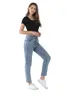 Loose jeans women Europe and America large size street Snowflake denim cross pants Motorcycle stretch waist