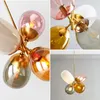 Lámpara colgante de cristal colorida moderna para tienda de Hotel, cafetería, comedor, habitación de niños, jardín de infantes, iluminación colgante de suspensión con globo creativo