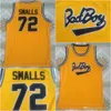 Maillot de basket-ball Bad Boy Notorious Big # 72 Biggie Smalls Movie 100% cousu jaune S-3XL Expédition rapide