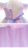 Al por menor niños diseñador vestido chicas lentejuelas arco iris mangas volando plisado pettiskirt princesa vestido bebé niña traje cosplay boutique 50% de descuento