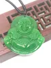 Natural Green Chalcedon Śmiech Buddha Jade Wisiorek Naszyjnik Biżuteria Prezent Gemstone Hurtownie