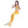 3pcs/set hot kids girls bikini set mermaid tails with fin swimsuitビキニバススーツドレス