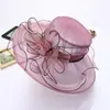 Cap nupcial Igreja Derby Vestido Fascinator Tea Party britânico das mulheres Hat Wedding Aba larga Sunhat Igreja Praia Hat