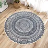 Mandala Retro Cotton Linen Round Carpet for Living Room Modern Bedroom Anti Slip Round Rugs With Tassel Floor Home Boho Carpet