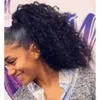 Хвост афроамериканских чернокожих женщин афро кудрявый вьющиеся обернуть человеческие волосы шнурок хвост расширения 120 г быстро DHL