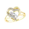 Nouvelles femmes Fashion en forme de cœur Love Mum Ring Two Tone Gold Silver Mom personnage de diamant bijoux de bijoux familial cadeau d'anniversaire pour Moth263b