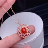 Fashion-e Jewelry 925 Silver Red Coral Jewelry for Daily Wear 7mm*9mm Natural Precious Coral Pendant Birthday Gift for Woman