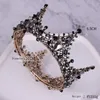 Black Evening Party Tiara Clear Crystals Austrian King Queen Crown Wedding Bridal Crowns Costume Art Deco Princess Tiaras Hair Clasp