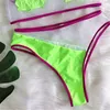 Fashion Green Shell Swimwear Sexy Hollow Mesh Bikini Set Red Stripe Beach Swimwear Women Two -Piece Bikinis Female Swimsuit28498398355489