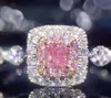 Atacado baixo preço 2 pçs / lote venda quente belo diamante de cristal 925 anel de casamento dama de prata tamanho 6 --- 10 (9myt