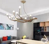 Nordic LED Chandelier Lighting Vintage Design Light Glass Resin Branch Pendant Lamp Ceiling Lamparas Lustre Art Kitchen Fixtures MYY