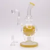 Glass Bong Waterpipe Hookah Recycler Oil Rigs with Unique Colorful Percolator 9in height 14mm Bowl