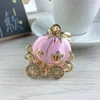 Lovely Pink White Pumpkin Carriage Crystal Pendant Charm Purse Handbag Car Key Keyring Keychain Party Wedding Birthday Creative Gift