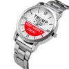 Trump 2020 Quartz Watch Silvery Rvs Horlogeband Donald Trump Vrouwen Mannen Retro Polshorloges Klok Party Gunst LJJA4142