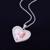 Мода сшитого Фото Подвесок Сердце Медальоны ожерелье с кубинским плетеным золотым цветом циркона МУЖСКОГО ЖЕНСКИХ ожерельями для подарка