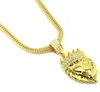 Mens' Necklace Jewelry Iced Out Bling Bling Gold Plated Lion Head Pendant Men Necklace Gold Filled For Gift Present Free shipping WL896