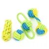 Pet Supply Dog Toys Dogs Chew Teeth Clean Outdoor Traning Fun Playing Green Rope Ball Toy For Large Small Dog Cat