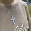 Vecalon Hiphop Big Cross Pendant Rose Gold Filled 925 Silver Diamond Party Wedding Pendants With Necklace For Women Men smycken